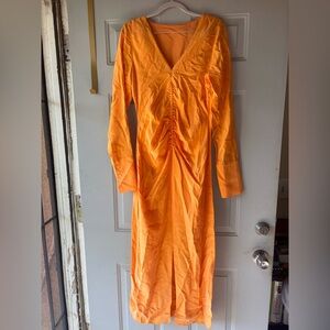 Friend of Audrey orange cupro vegan silk dress size XS/S